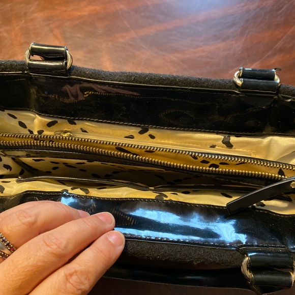 Kate Spade Black Wool Satchel with Button Accents - Picture 6 of 7